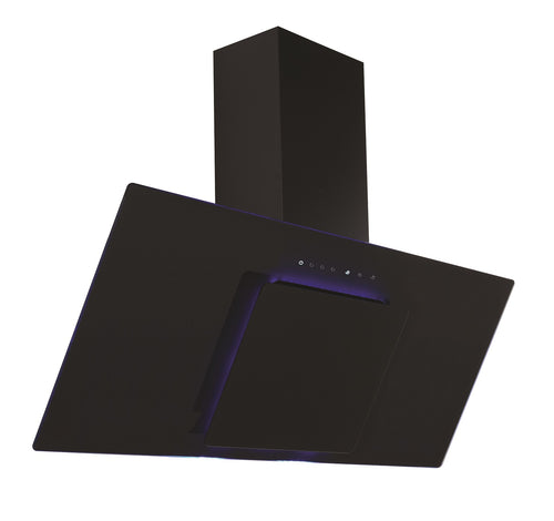 Lifestyle LSHDANBL90B 90cm Blue LED Angled Chimney Hood - Black