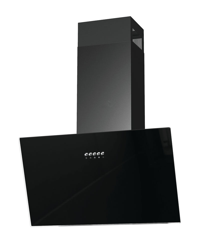 Lifestyle LSHDANGSS60PB 60cm Angled Chimney Hood Black - S/Steel Chimney Push buttons