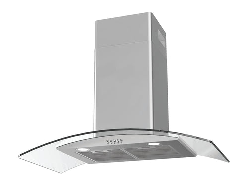 Lifestyle LSHDGC90S 90cm Curved glass Chimney Hood - Stainless Steel