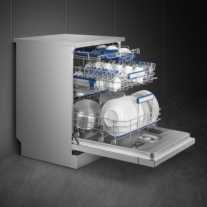 Smeg LVS344PM - Stainless Steel Freestanding Dishwasher - 14 Place Settings - C Energy Rating
