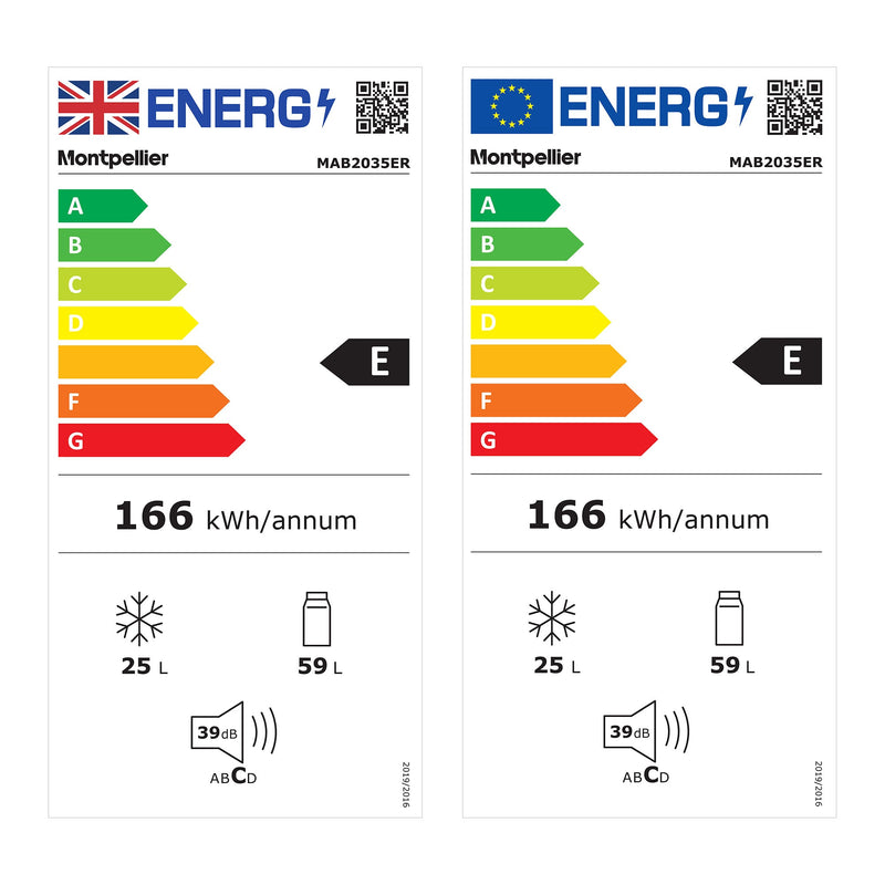 Montpellier MAB2035EPB - Blue Fridge Freezer - 84L - E Energy - Display