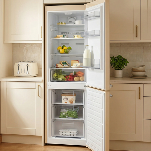 Montpellier MAB386EC - Cream Retro No Frost Fridge Freezer - 186cm - E Energy Rating