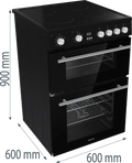 Hisense HDE3211BBUK - Black Electric Cooker - Double Oven - A Rated