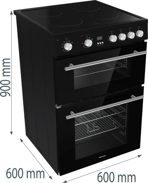 Hisense HDE3211BBUK - Black Electric Cooker - Double Oven - A Rated