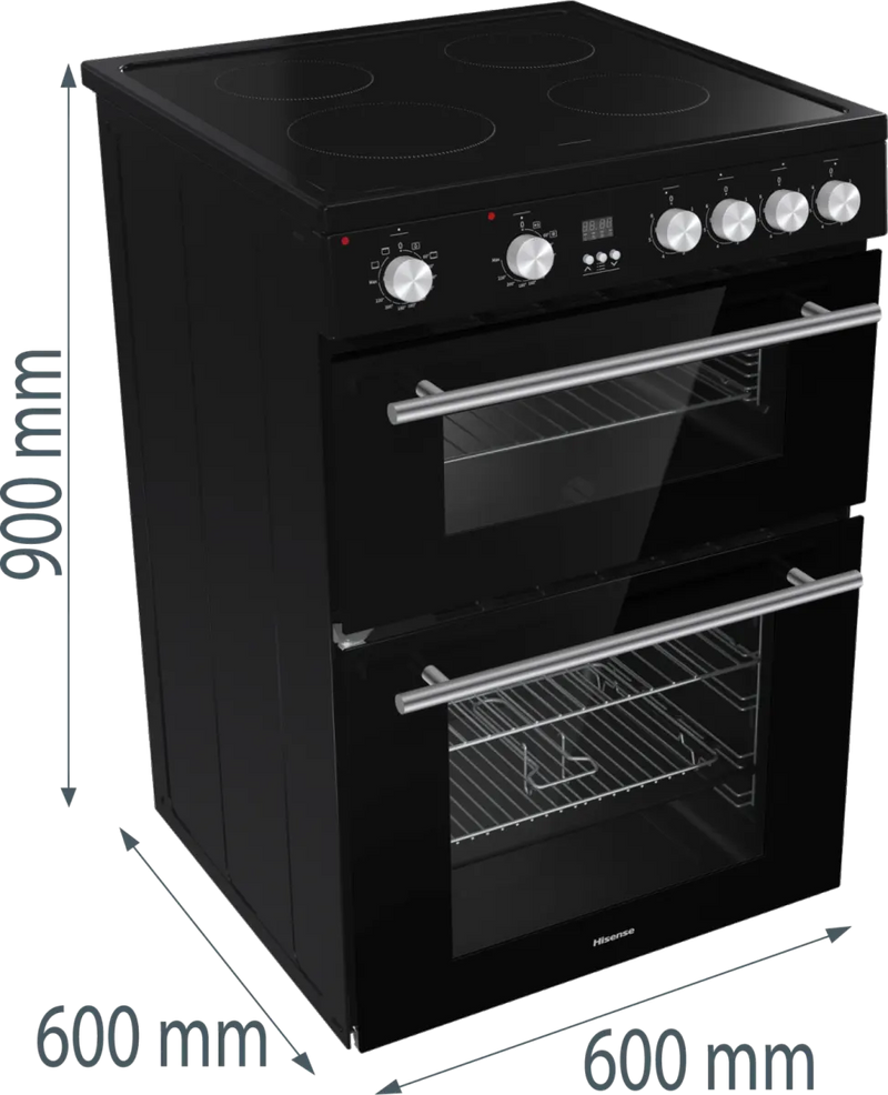 Hisense HDE3211BBUK - Black Electric Cooker - Double Oven - A Rated