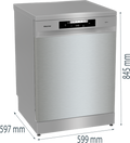 Hisense HS642D90XUK - Silver 14 Place Setting Freestanding Dishwasher - 60cm - 46 dB - D Energy