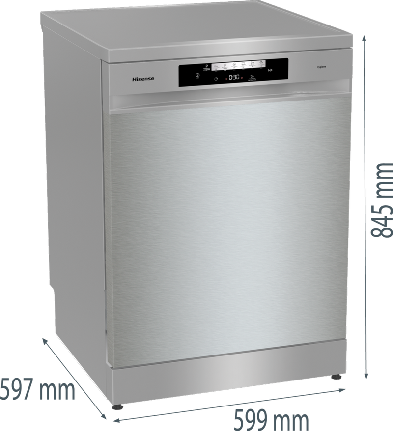Hisense HS642D90XUK - Silver 14 Place Setting Freestanding Dishwasher - 60cm - 46 dB - D Energy