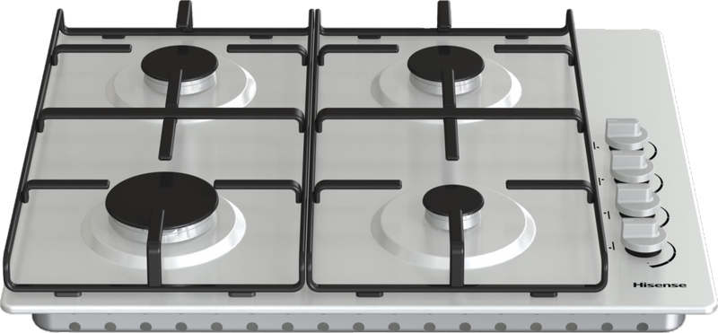 Hisense GM642XHS - Stainless Steel 60cm Gas Hob - 4 Zone - Built-in