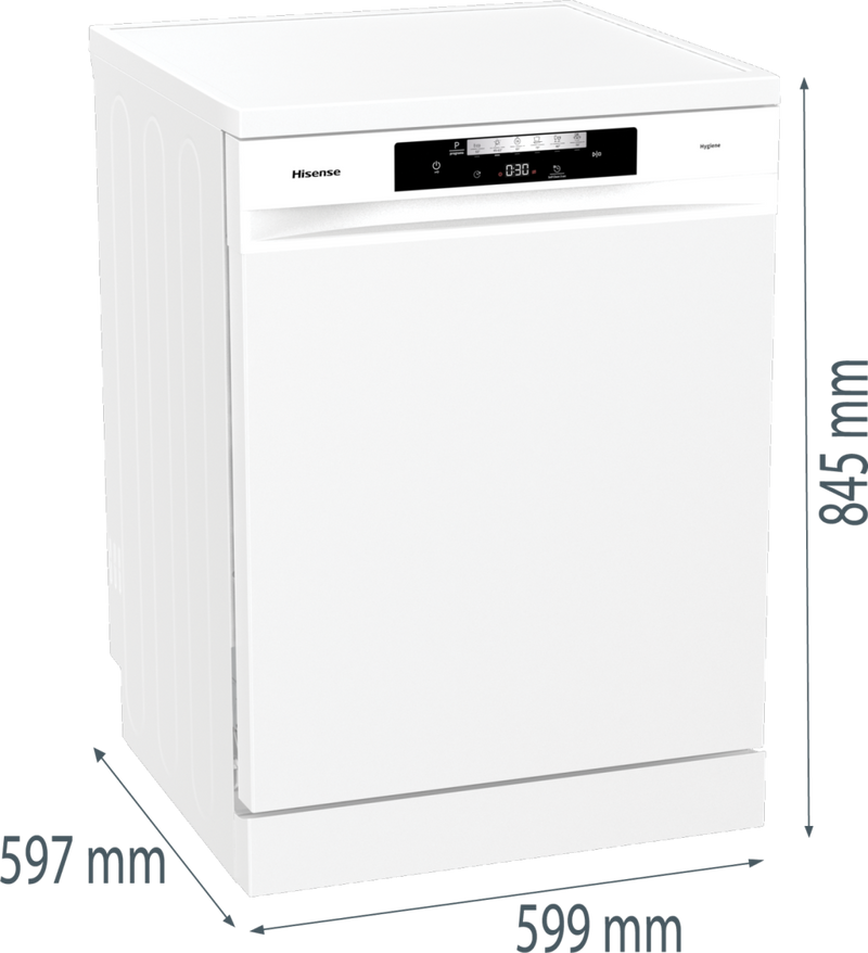 Hisense HS642D90WUK - White Freestanding Dishwasher - 14 Place Settings - D Energy
