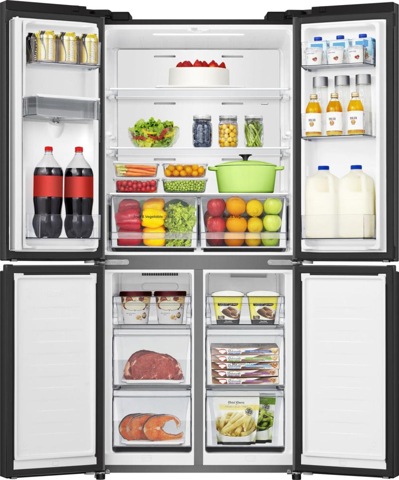 Hisense RQ768N4GBE - Black American Fridge Freezer - 591L Capacity - E Rated
