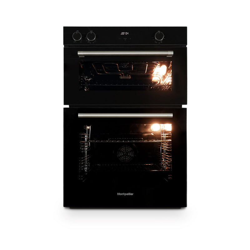 Montpellier MBIDO90 - Black Double Ovens - 39/81L - A/A Energy Rating