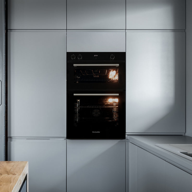 Montpellier MBIDO90 - Black Double Ovens - 39/81L - A/A Energy Rating