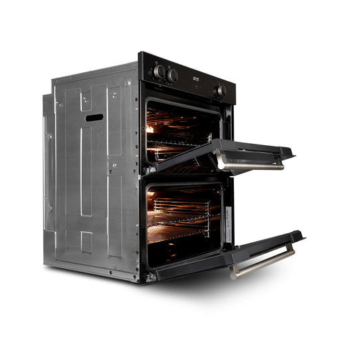 Montpellier MBUDO72 - Black Built-Under Double Oven - 39L/53L Capacity - A/A Energy