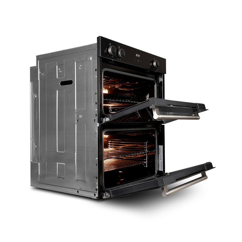 Montpellier MBUDO72 - Black Built-Under Double Oven - 39L/53L Capacity - A/A Energy