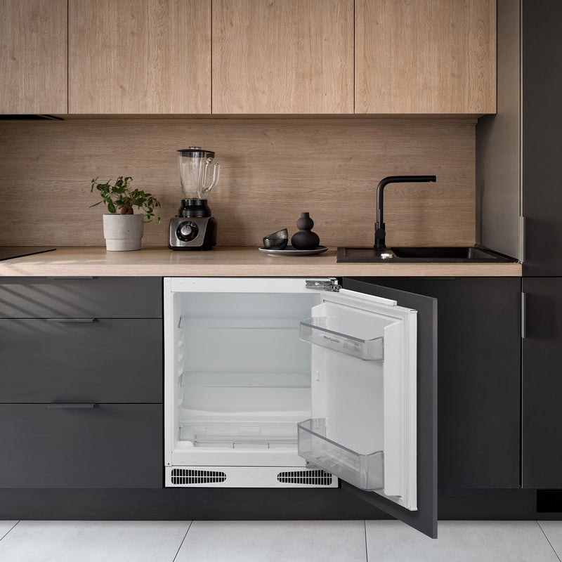 Montpellier MBUL134E - White Integrated Undercounter Larder Fridge - 134 Litres - E Energy Rating