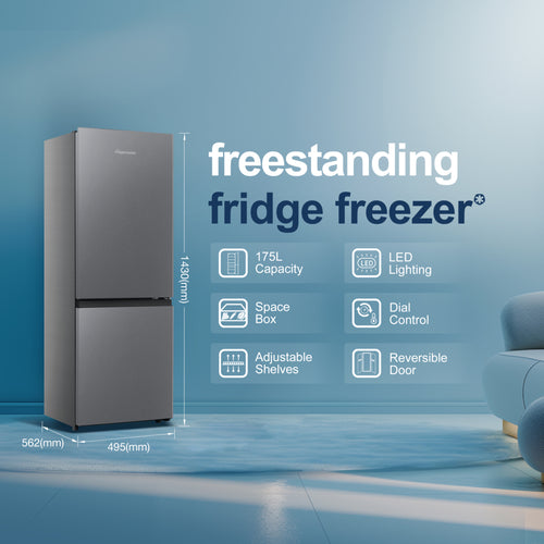 Fridgemaster MC50165ES - Silver Fridge Freezer - 175L - E Energy Rating