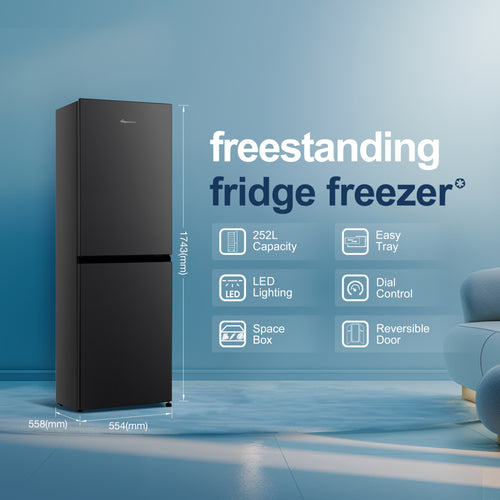 Fridgemaster MC55240EB - Black Fridge Freezer - 252L Capacity - E Energy Rating