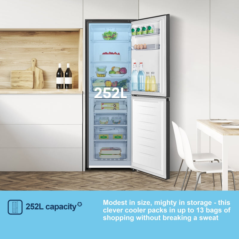 Fridgemaster MC55240EB - Black Fridge Freezer - 252L Capacity - E Energy Rating