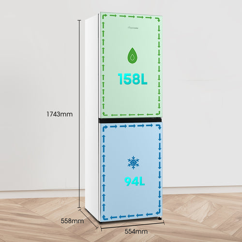 Fridgemaster MC55240E - White Fridge Freezer - 252L Capacity - E Energy Rating