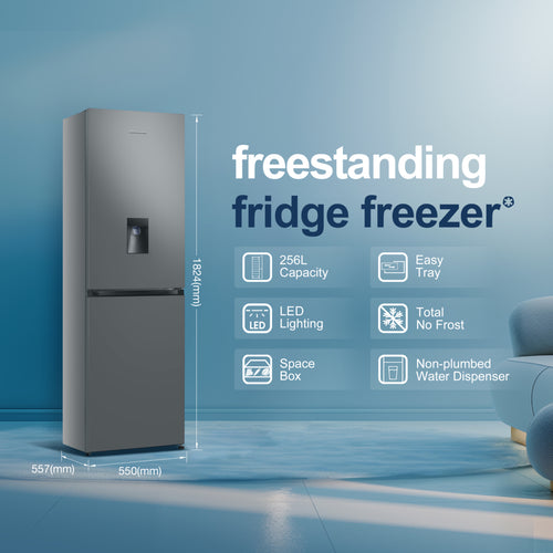 Fridgemaster MC55251DES - Silver Fridge Freezer - 256L - E Energy Rating
