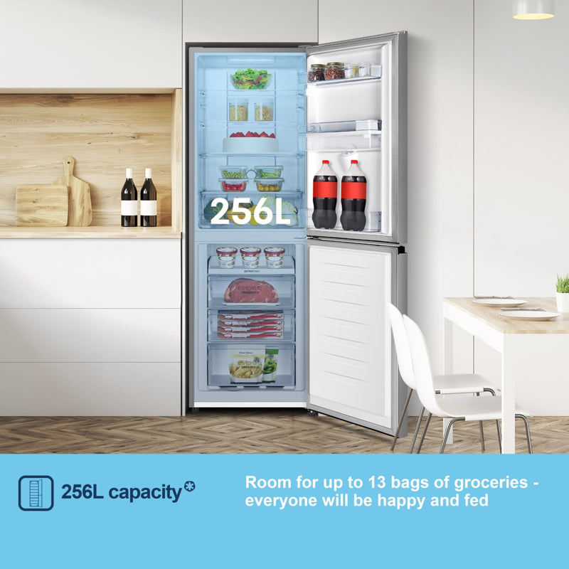 Fridgemaster MC55251DES - Silver Fridge Freezer - 256L - E Energy Rating