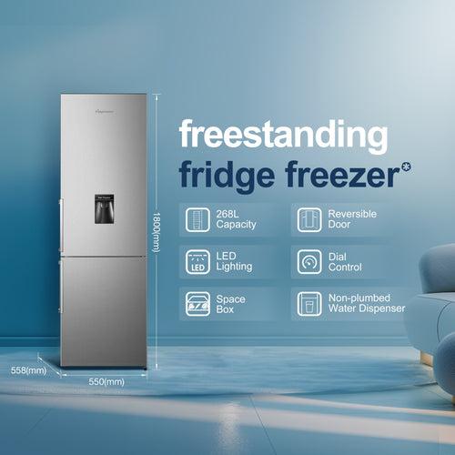 Fridgemaster MC55265DES - Silver Fridge Freezer - 268L - E Energy Rating