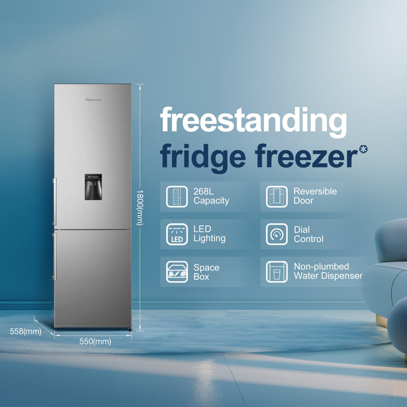 Fridgemaster MC55265DES - Silver Fridge Freezer - 268L - E Energy Rating
