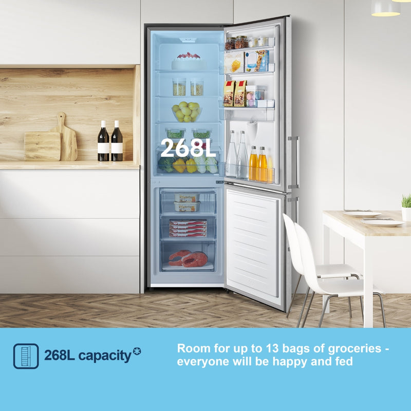 Fridgemaster MC55265DES - Silver Fridge Freezer - 268L - E Energy Rating