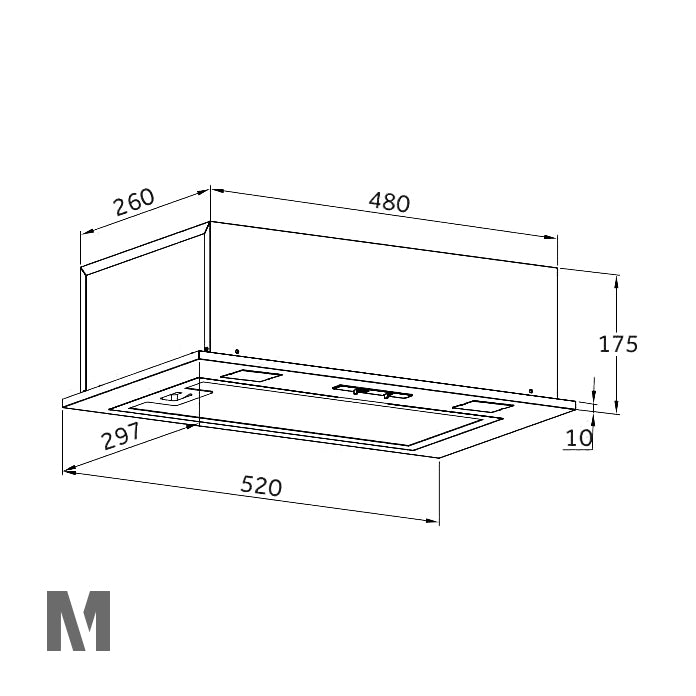 Montpellier MCA52S - Stainless Steel 52cm Canopy Extractor - 206m3/hr - No Energy Rating