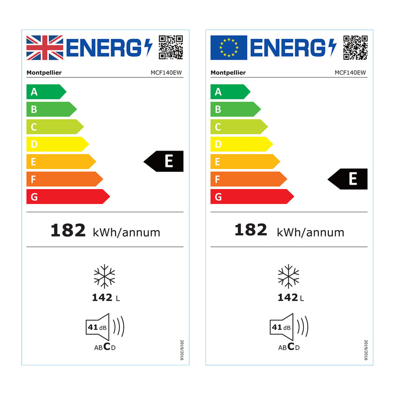 Montpellier MCF140EW - White 142L Chest Freezer - WinterSafe -15°C - E Energy Rating