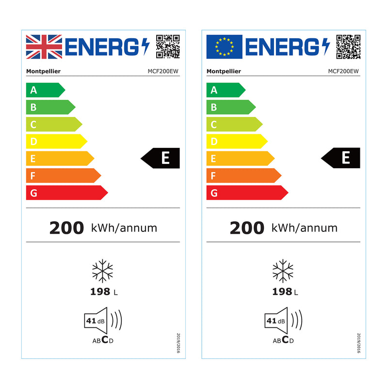 Montpellier MCF200EW - White 198L Chest Freezer - WinterSafe -15°C - E energy