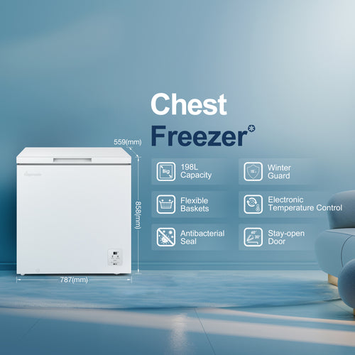 Fridgemaster MCF200E - White Chest Freezer - 198L Capacity - E Energy Rating