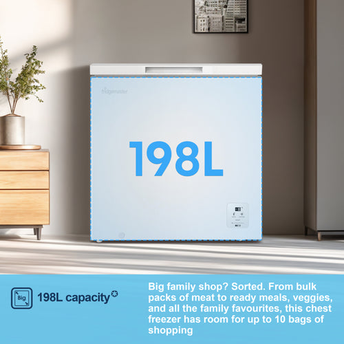 Fridgemaster MCF200E - White Chest Freezer - 198L Capacity - E Energy Rating