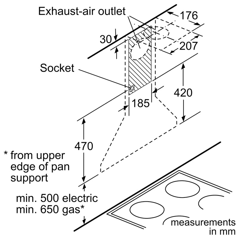 Bosch Series 2 DWP64CC50M - Stainless Steel 60cm Wall Mount Vent Hood - 64 dB - D energy