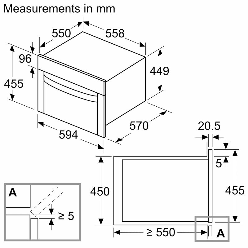 Neff C1AMG84N1B - Stainless Steel Built-in Combination Microwave - 44L