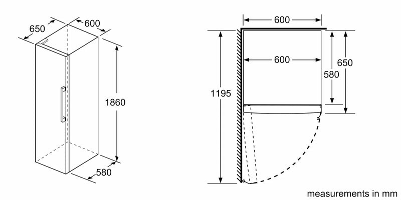 Bosch Series 4 KSV36VLEP - Stainless steel look Freestanding Fridge - E energy