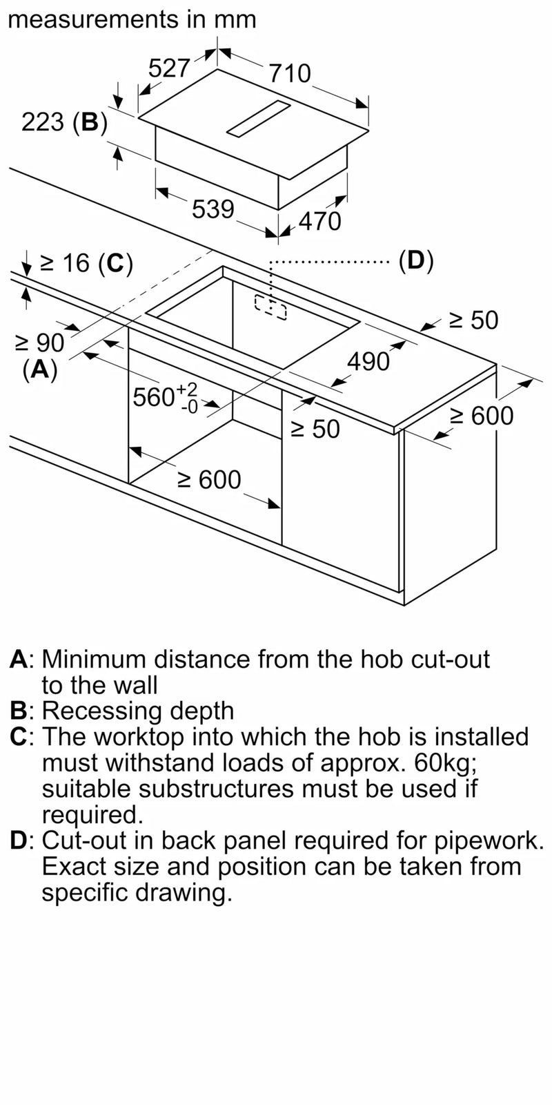 Neff V57THQ4L0 - Blackl 4 Zone Venting Hob - B energy