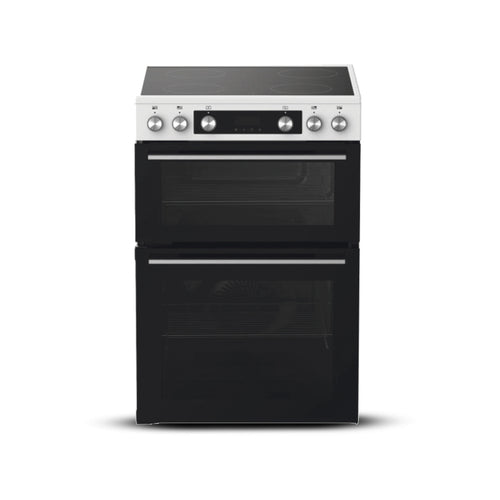 Montpellier MDAFCD60FW - White 60cm Double Oven Ceramic Cooker - 4 Zones - A/A Energy