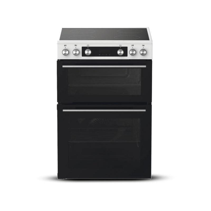 Montpellier MDAFCD60FW - White 60cm Double Oven Ceramic Cooker - 4 Zones - A/A Energy