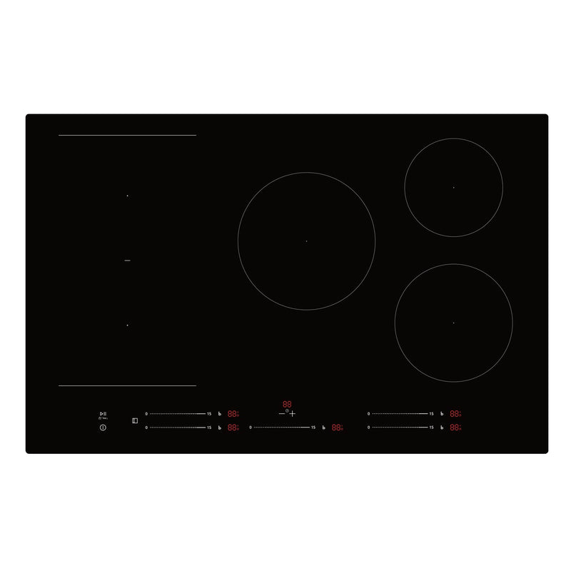 Montpellier MDAIN80FZ - Black Glass 80cm Induction Hob - 5 Zones - Built-In
