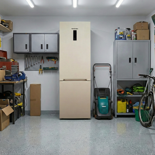 Montpellier MDANF201C - Tall Cream 327L No Frost - Garage Safe Fridge Freezer - E Energy Rating