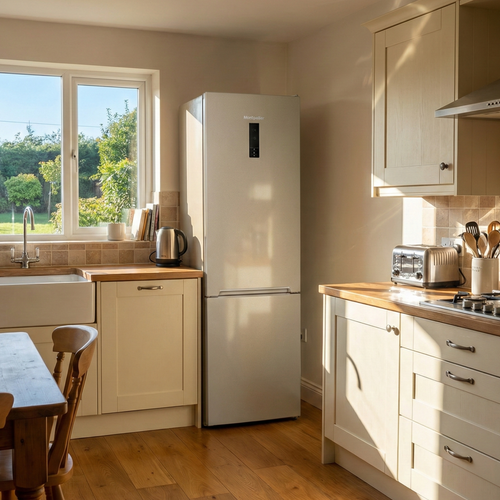 Montpellier MDANF201C - Tall Cream 327L No Frost - Garage Safe Fridge Freezer - E Energy Rating