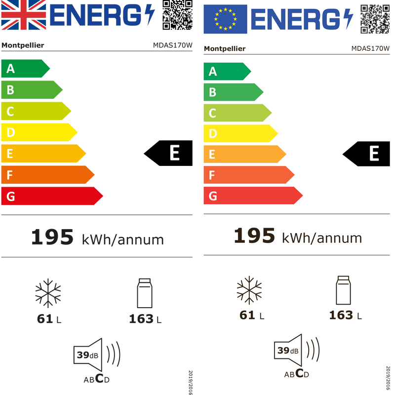 Montpellier MDAS170W - White Fridge Freezer - E rated