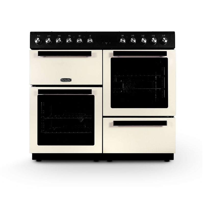 Montpellier MDFRC100C - Cream Freestanding Range Cooker - 7 Gas Burners - 2 Ovens - Display