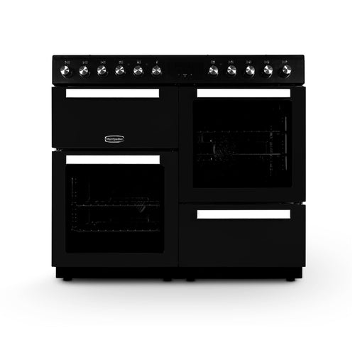 Montpellier MDFRC100K - Black Dual Fuel Range Cooker - 7 Gas Burners, 2 Ovens, 100cm Width - Display