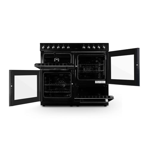 Montpellier MDFRC100K - Black Dual Fuel Range Cooker - 7 Gas Burners, 2 Ovens, 100cm Width - Display