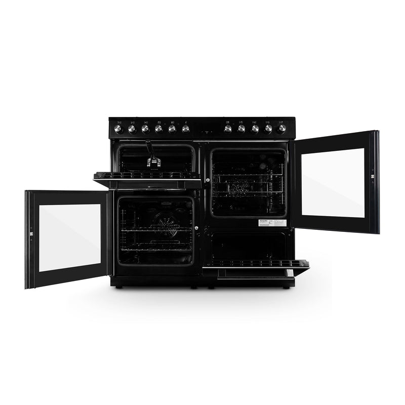 Montpellier MDFRC100K - Black Dual Fuel Range Cooker - 7 Gas Burners, 2 Ovens, 100cm Width - Display