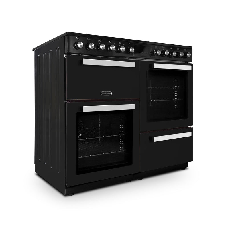 Montpellier MDFRC100K - Black Range Cooker - 7 Gas Burners, 2 Ovens, 100cm Width