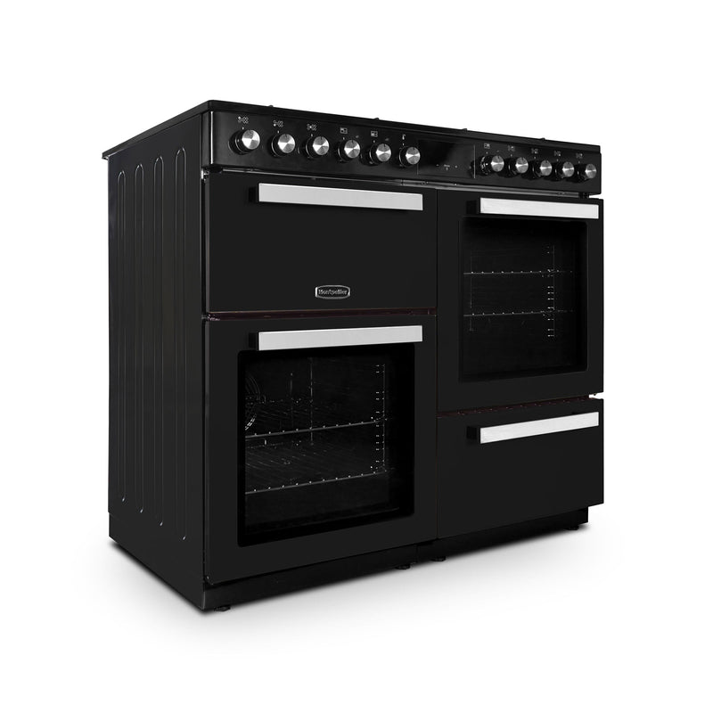 Montpellier MDFRC100K - Black Dual Fuel Range Cooker - 7 Gas Burners, 2 Ovens, 100cm Width - Display