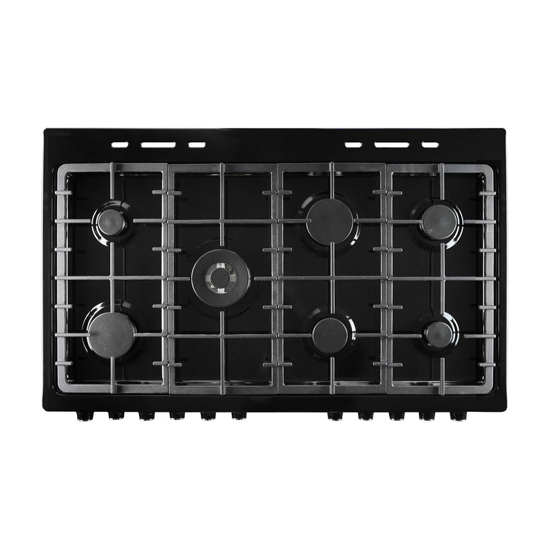 Montpellier MDFRC100K - Black Dual Fuel Range Cooker - 7 Gas Burners, 2 Ovens, 100cm Width - Display